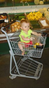 Lana in grocery cart