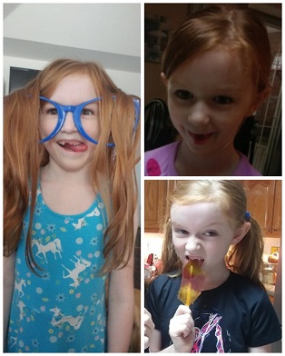 Silly red hair girl in three poses