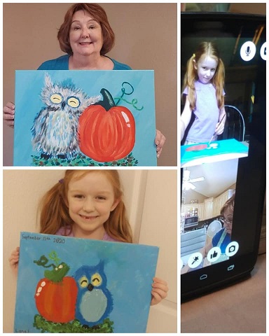 Grandparents day painting results for grandma and granddaughter